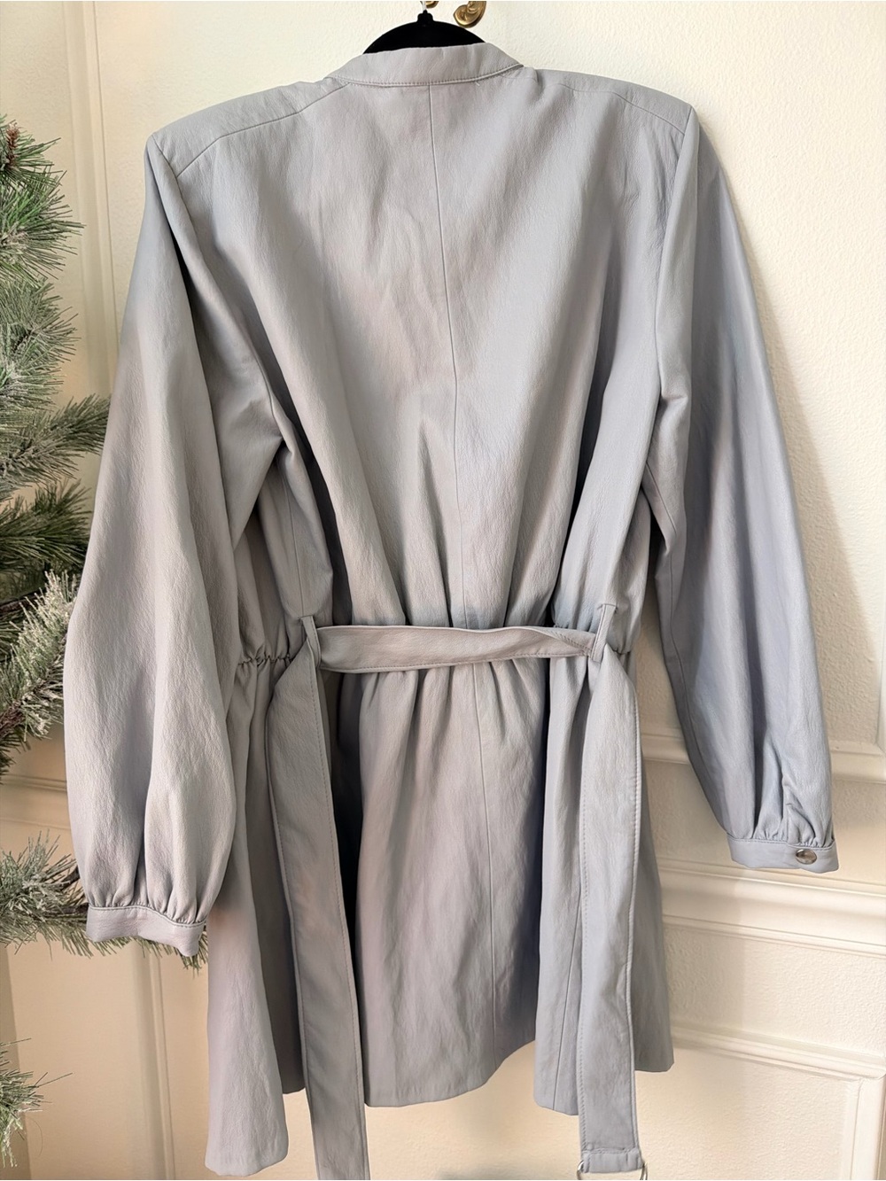 Light Gray Women's Long Snap-Front Coat/dress - Picture 3 of 4